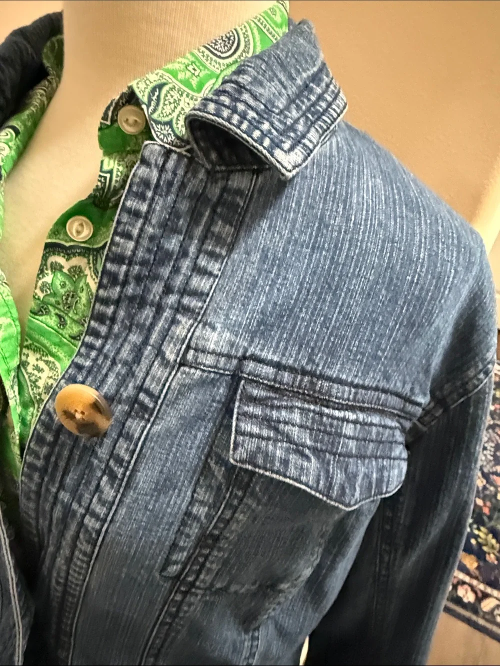 Coldwater Creek Medium Blue Denim Jacket with Button Front. Cotton. - Picture 2 of 9